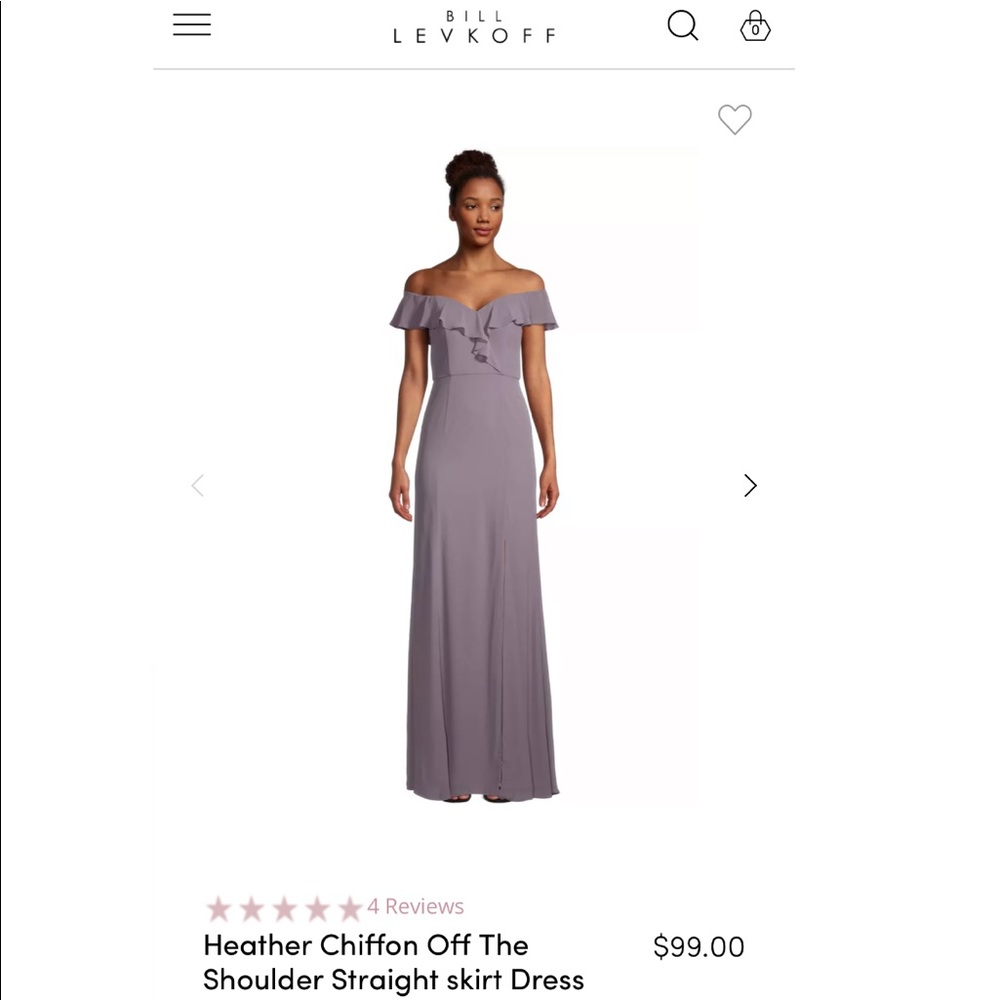Bill Levkoff - NWT Heather Chiffon Off The Shoulder Straight skirt Dress
